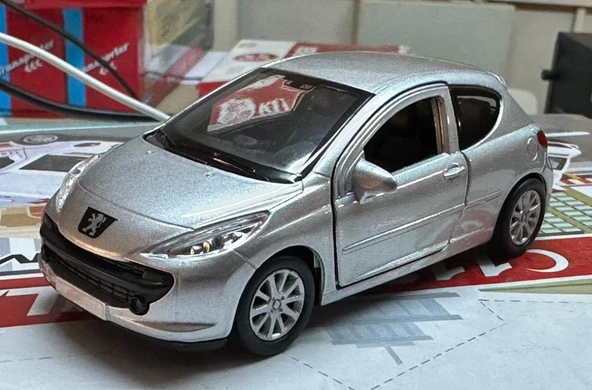 Oyuncak Metal Model Araba 1/36 Çek Bırak Peugeot 207 Gri ürün görseli
