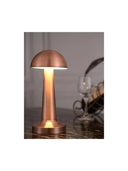 Gece Lambası Şarjlı Dokunmatik Retro Masa Lambası Gold - Masa Lambası - Resim 3