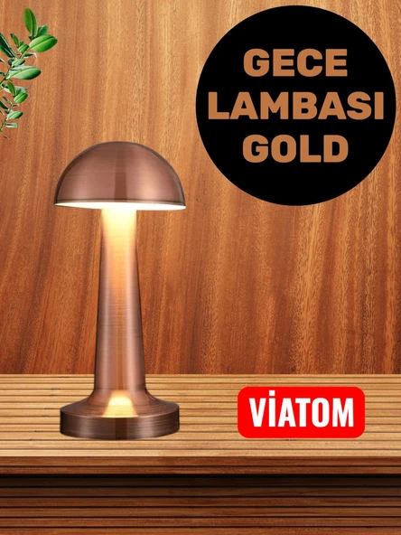 Gece Lambası Şarjlı Dokunmatik Retro Masa Lambası Gold - Masa Lambası - Resim 2