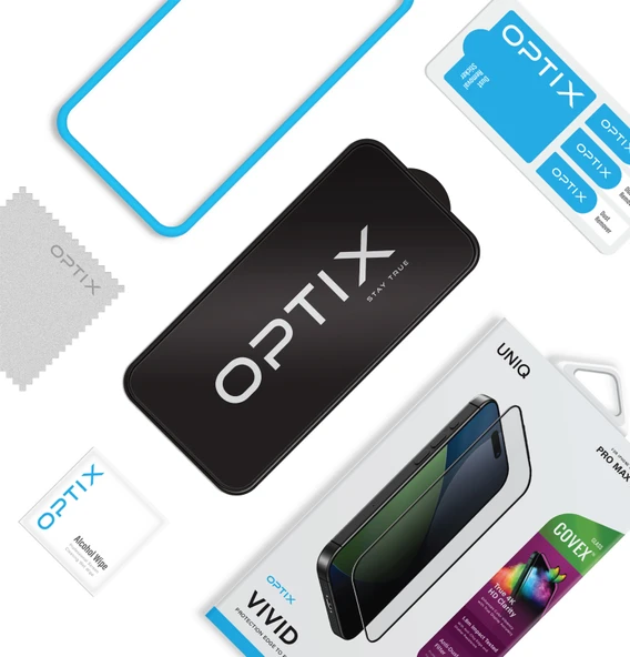 İphone 17 Pro Max Ekran Koruyucu Cam Optix Covex Vivid Serisi True HD Clarity Teknolojisi - 5