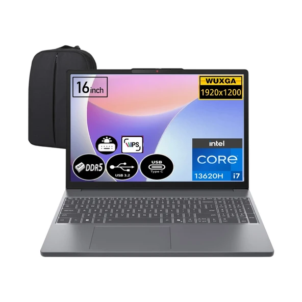 Lenovo Ideapad Slim 3 Intel Core I7-13620H 24 GB Ram 1 Tb SSD 16" Wuxga Windows 11 Pro 83K2001WTREP5 + Elektropasaj Çanta