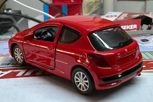 Oyuncak Metal Model Araba 1/36 Çek Bırak Peought 207 Kırmızı - Resim 2