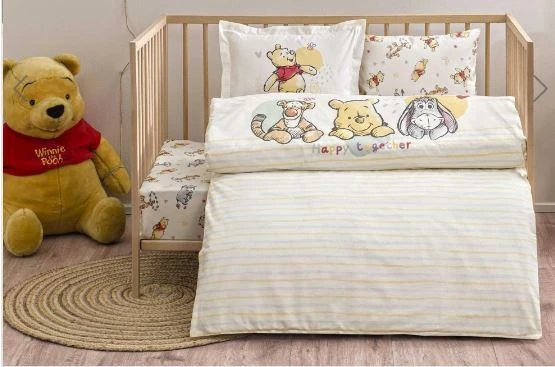 Taç Lisanslı Disney Winnie The Pooh Happy Baby Pamuk Bebek Nevresim Takımı - 1
