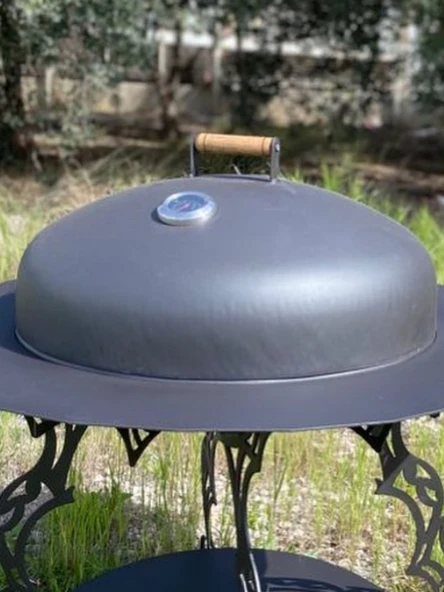 Basınç Göstergeli BBQ Kiti, Tütsü Hazneli Kapak & 60 cm Izgara - Resim 2