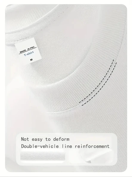 Baskılı Oversize Bisiklet Yaka T-shirt - Beyaz - 4