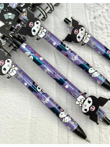 Kuromi Mor Versatil Kalem, Silgi ve Kalp Kabartmalı Kalem Çantası Seti (Üçlü Set) - 2