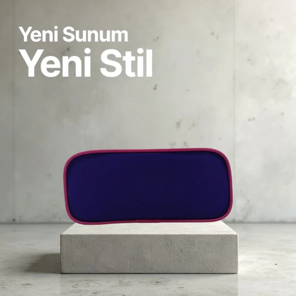 Style Kabartmalı Kalp Desenli Mor Kumaş Kalem Çantası - Resim 2