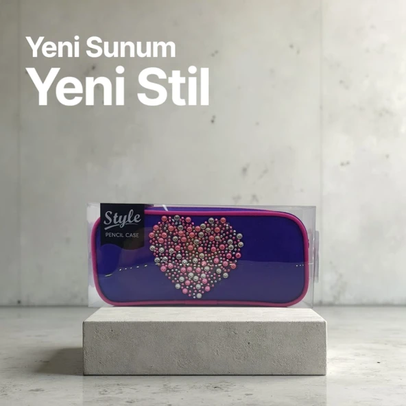 Kuromi Mor Versatil Kalem, Silgi ve Kalp Kabartmalı Kalem Çantası Seti (Üçlü Set) - 6