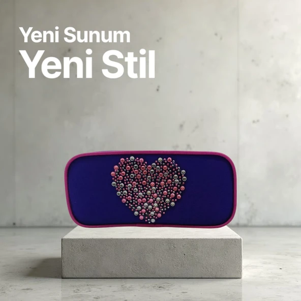 Kuromi Mor Versatil Kalem, Silgi ve Kalp Kabartmalı Kalem Çantası Seti (Üçlü Set) - 4