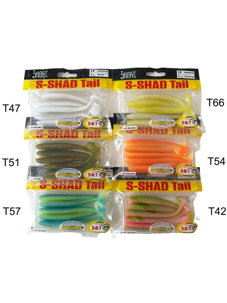 Lucky John S-Shad Tail 3.8'' 9.65cm 5P Silikon Yem - Resim 2