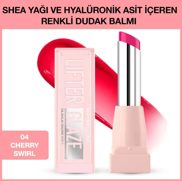 Maybelline New York Lifter Glaze Shea Yağı ve Hyalüronik Asit içeren Renkli Dudak Balmı - 04 Cherry Swirl - 2