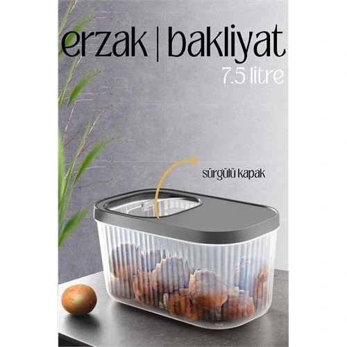 MultiBox Erzak Bakliyat Kutusu Sürgülü Kapak 7.5 Litre - 1