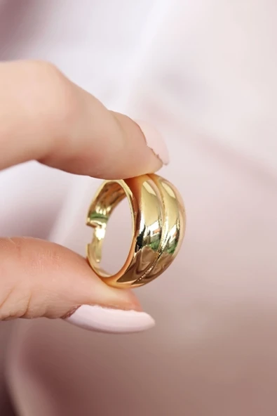 Metal Gold Renk Ayarlamalı Kadın Yüzük - 1