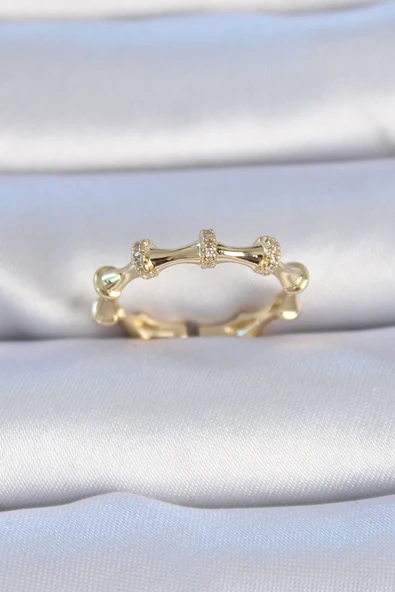 Pirinç Gold Renk Zirkon Taşlı Kadın Yüzük ürün görseli 1