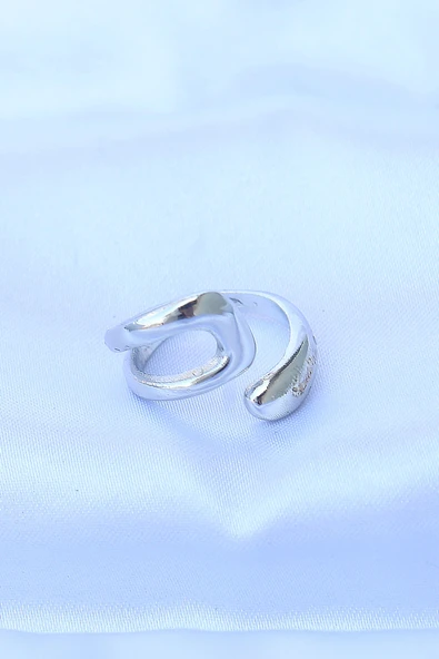 Pirinç Gümüş Renk Ayarlanabilir Yüzük - Resim 2