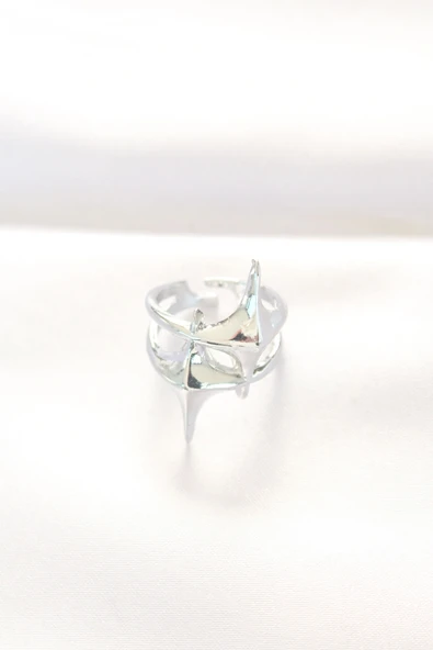 Yıldız Model Silver Renk Ayarlanabilir Yüzük - Resim 2