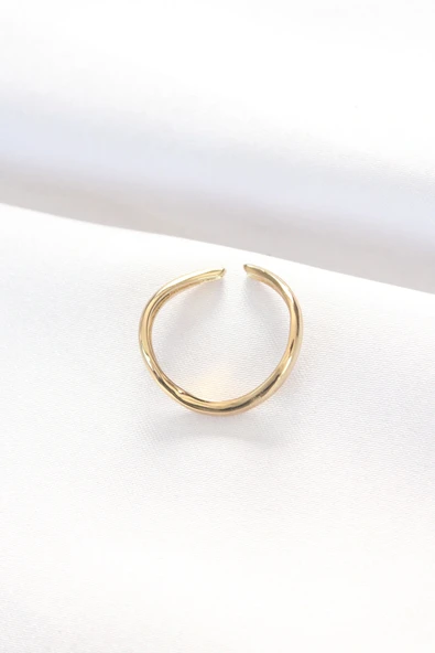 Yassı Gold Renk Ayarlanabilir Yüzük - Resim 2