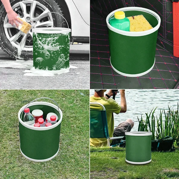 Protackle Katlanabilir Araç Yıkama Kovası 9 lt Haki - 5