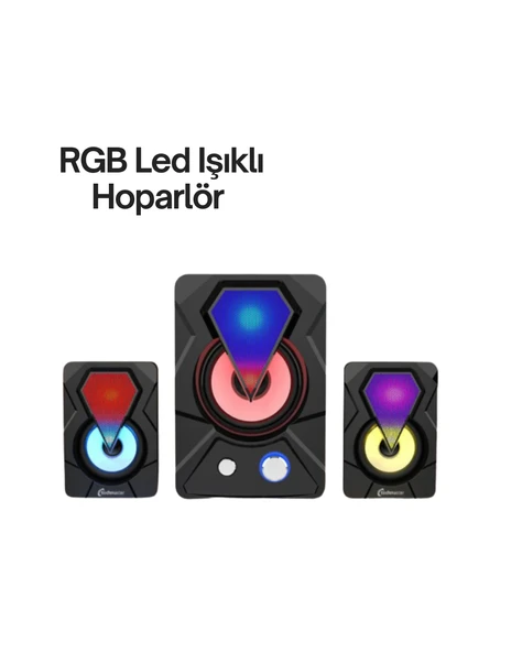 Renkli LED Işıklı Hoparlör - 1