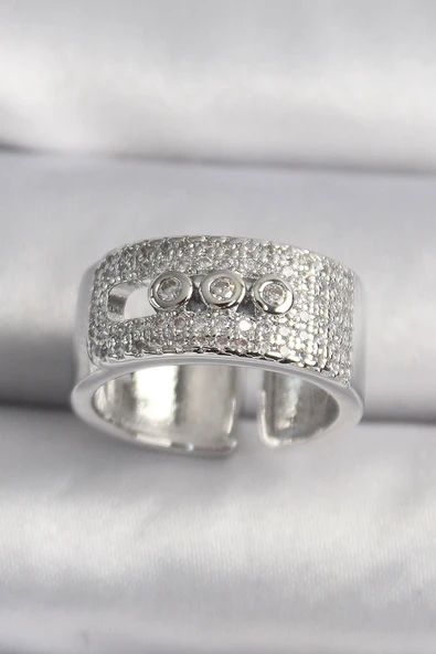 Pirinç Gümüş Renk Zirkon Taşlı Messika Model Kadın Yüzük ürün görseli 1