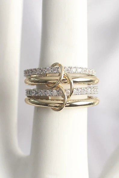 Pirinç Mix Renk Zirkon Taşlı 4'Lü Kadın Yüzük ürün görseli