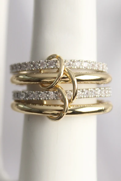 Pirinç Mix Renk Zirkon Taşlı 4'Lü Kadın Yüzük - Resim 2