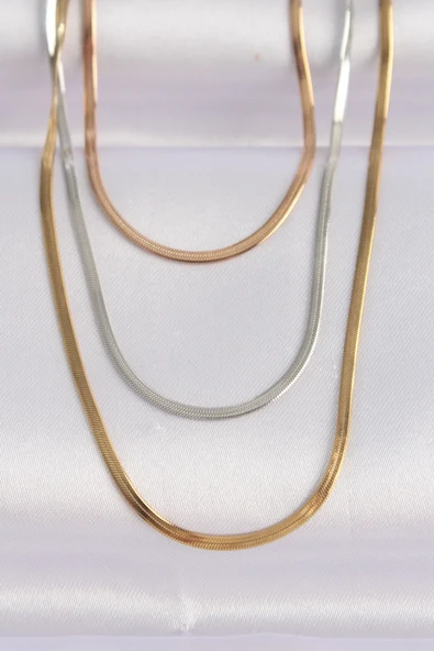 316L Çelik 3 Renkli İtalyan Zincir Çoklu Kolye ürün görseli