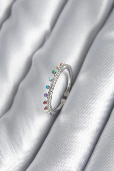 Pirinç Gümüş Renk Zirkon Taş Detay Kadın Yüzük ürün görseli 1