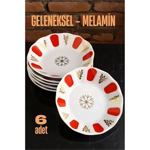 Melamin Çay Tabağı 6 Adet Geleneksel Türk Çay Bardağı Altlığı - 1