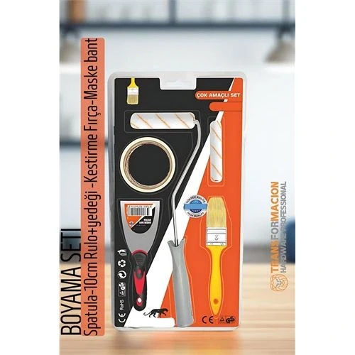 Boyama Seti - Spatula-10cm Rulo +yedeği -Kestirme Fırça-Maskeleme bant - 2