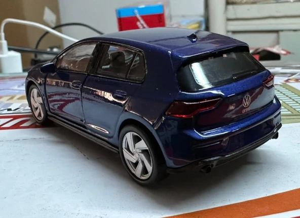 Oyuncak Metal Model Araba 1/36 Çek Bırak VW Golf 8 GTI Lacivert - 3