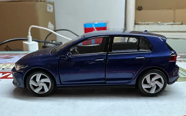 Oyuncak Metal Model Araba 1/36 Çek Bırak VW Golf 8 GTI Lacivert - 2