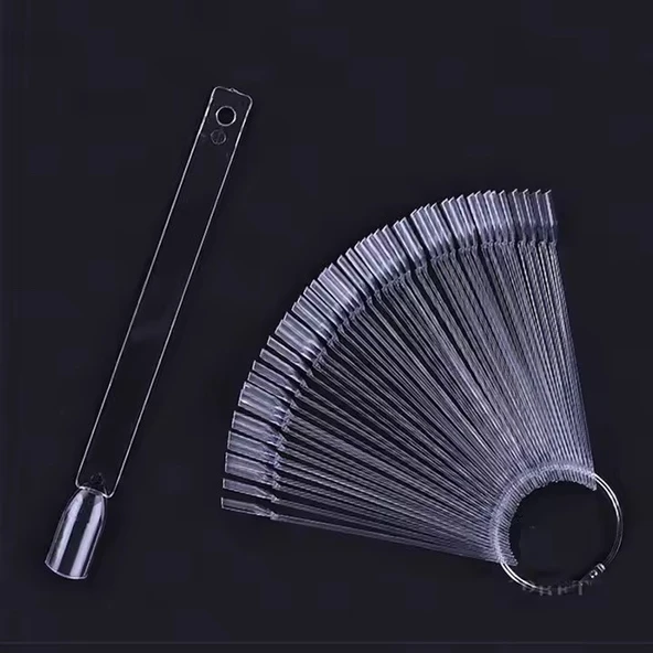 50'li Anahtar Kartela Kalıcı Oje Tırnak Renk Kartelası Şeffaf Düz - Resim 2