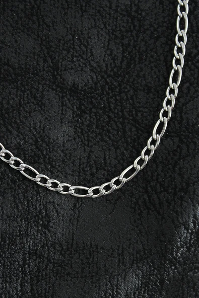 316L Çelik Klasik Figaro Zincir Model Gümüş Renk Erkek Kolye - Resim 2