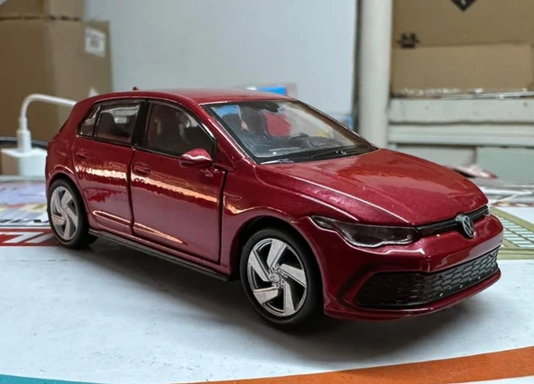 Oyuncak Metal Model Araba 1/36 Çek Bırak VW Golf 8 GTI Kırmızı - 1