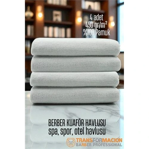 Kuaför Berber Havlusu 4 ADET Pamuk Berber Havlusu 50x90 Beyaz - 2