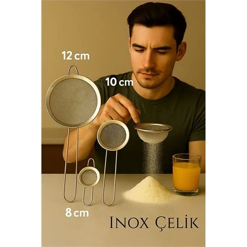 Inox Süzgeç Seti - 3 Boy Çok Amaçlı Süzgeç 304 Çelik Profesyoneller İçin - 2