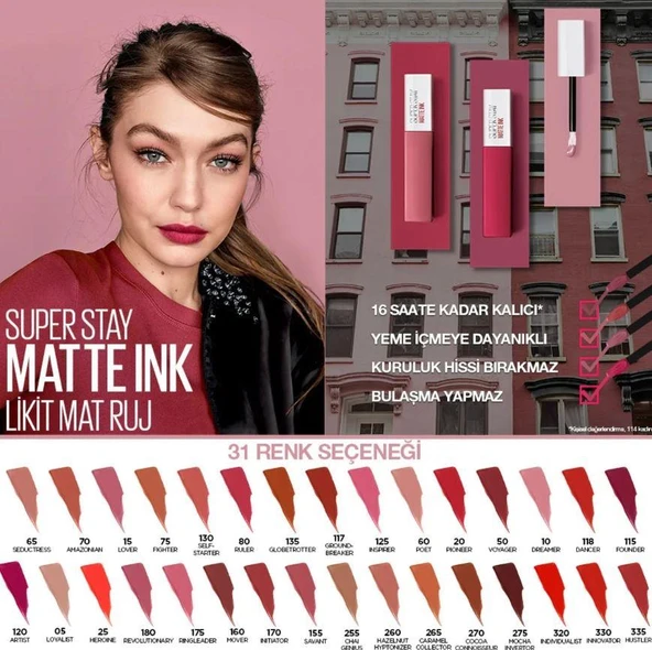 Maybelline New York Super Stay Matte Ink Likit Mat Ruj - 500 Insider - 4