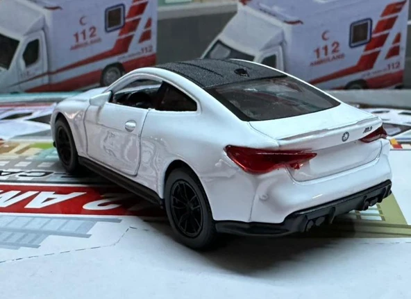 Oyuncak Metal Model Araba 1/36 Çek Bırak BMW M4 Beyaz - 3