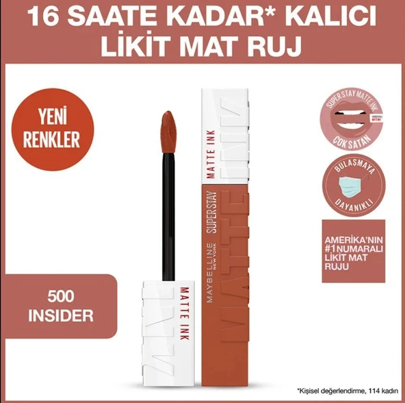Maybelline New York Super Stay Matte Ink Likit Mat Ruj - 500 Insider - 3