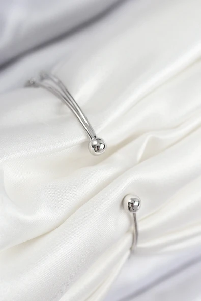 Pirinç Zirkon Taşlı Kelebek Model Gümüş Renk Kadın Bileklik - Resim 2