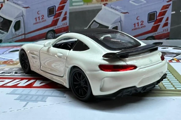 Oyuncak Metal Model Araba 1/36 Çek Bırak Mercedes Amg Gtr Beyaz - Resim 2