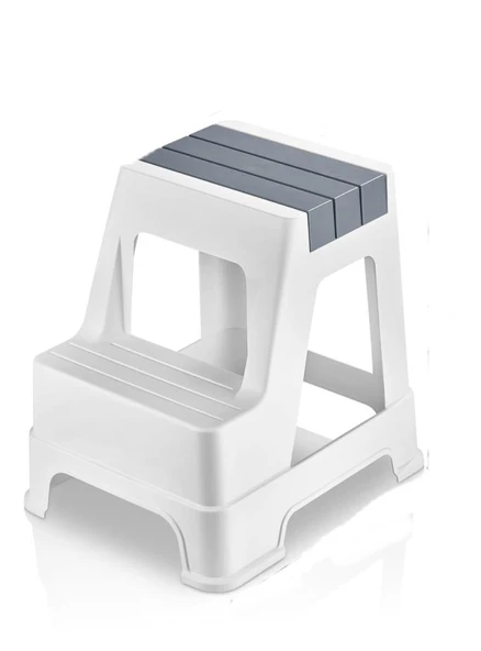 Çelik Ayna Zilkale Büyük Boy Çift Katlı Basamak Çok Amaçlı Dayanıklı Tabure Beyaz+Gri-254 ürün görseli