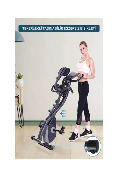 X 4IN1 Katlanabilir Manyetik Kondisyon Spin Bike Dikey Bisikleti Spor Koşu Egzersiz Bisikleti - 3