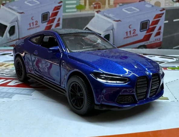 Oyuncak Metal Model Araba 1/36 Çek Bırak BMW M4 Lacivert - 1