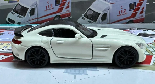 Oyuncak Metal Model Araba 1/36 Çek Bırak Mercedes Amg Gtr Beyaz - Resim 3
