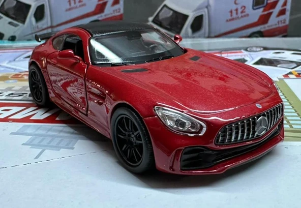 Oyuncak Metal Model Araba 1/36 Çek Bırak Mercedes Amg Gtr Kırmızı - 1