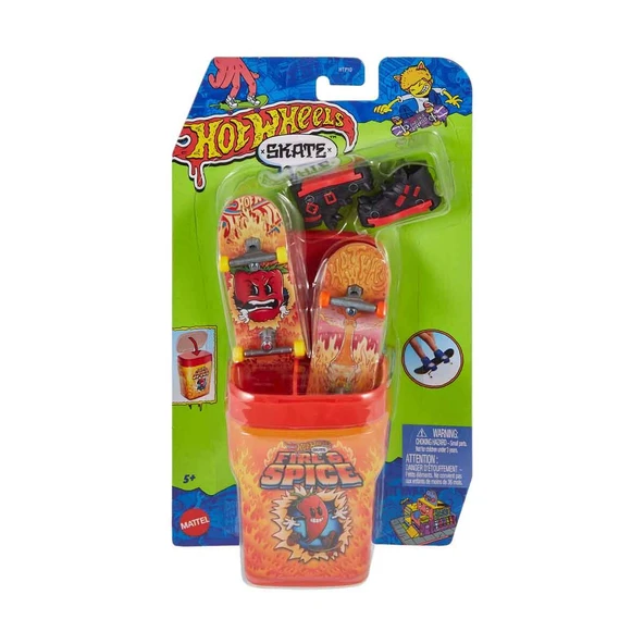 Hot Wheels Skate 2'li Parmak Kaykay ve Kutu Seti HTP10 HVK78 Fire ve Spice - 1