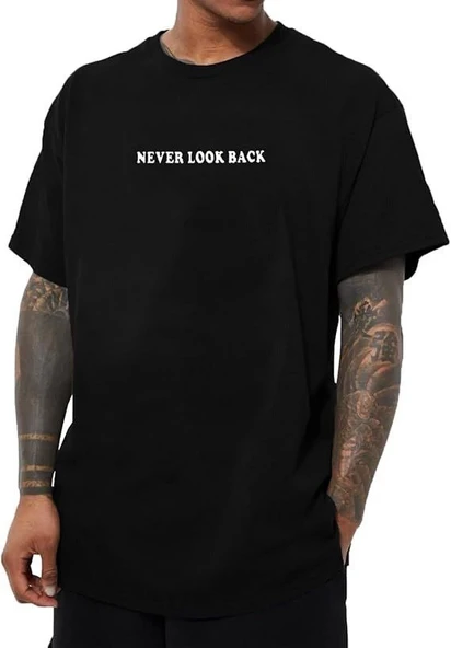Erkek Bisiklet Yaka Kısa Kol Baskılı T-shirt - Siyah - 2