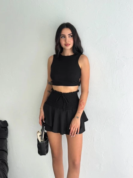 Ayrobin Şortlu Etek - Siyah - 4